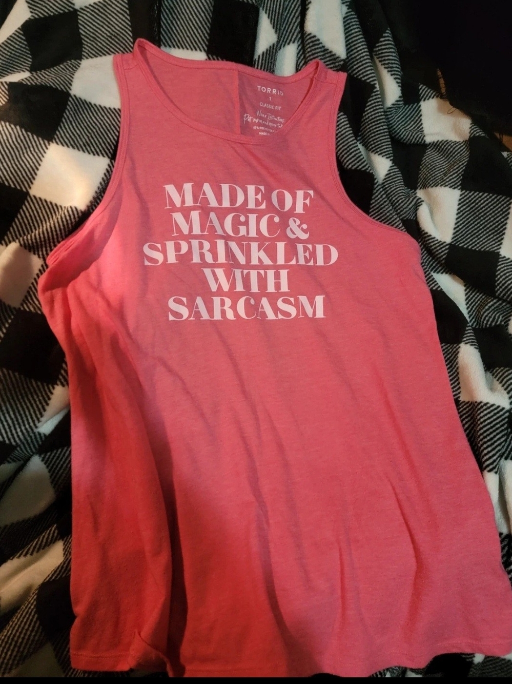 torrid Pink Graphic Muscle Tank with White Slogan